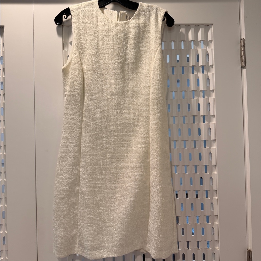 Off White Boucle Sleeveless Shift Dress Small